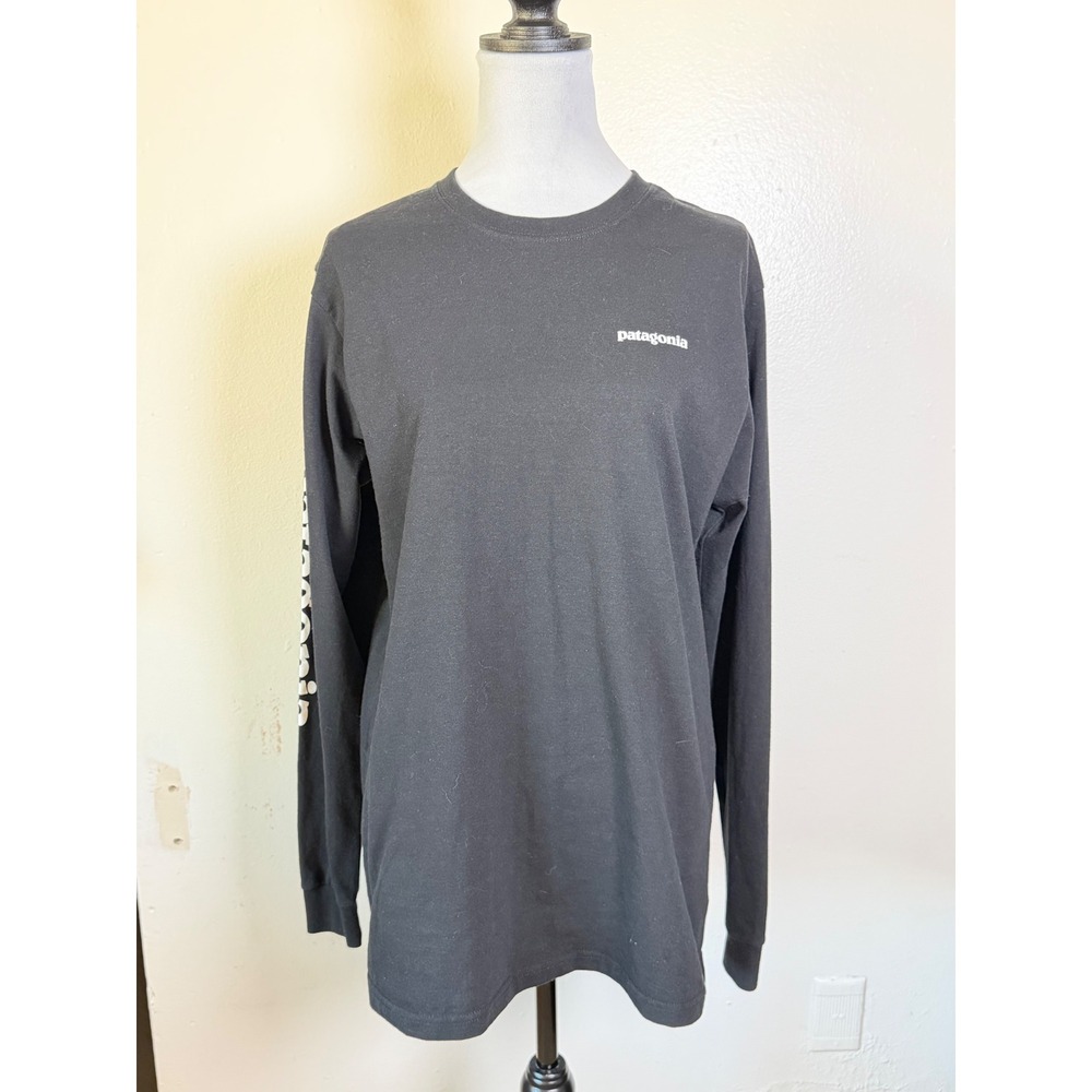 Patagonia Responsibili-Tee Black Long Sleeve Logo Shirt Men's M